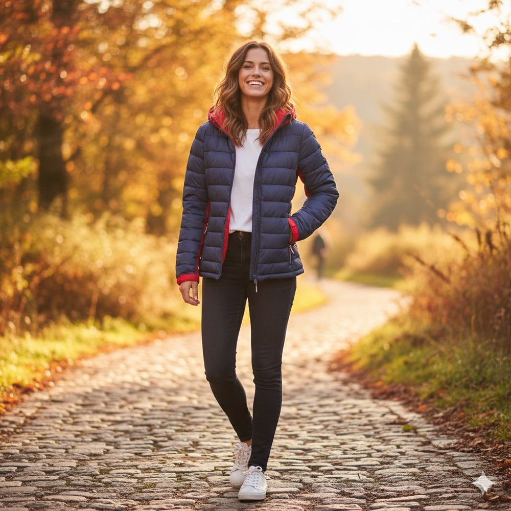 Tommy Hilfiger Navy Puffer Jacket | Size S | Red Accents | Excellent Condition